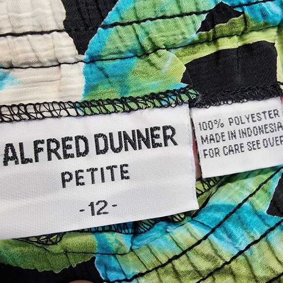 Vintage Alfred Dunner Floral Pleated Midi Skirt Size 12P Elastic Waist Tropical - Picture 11 of 11